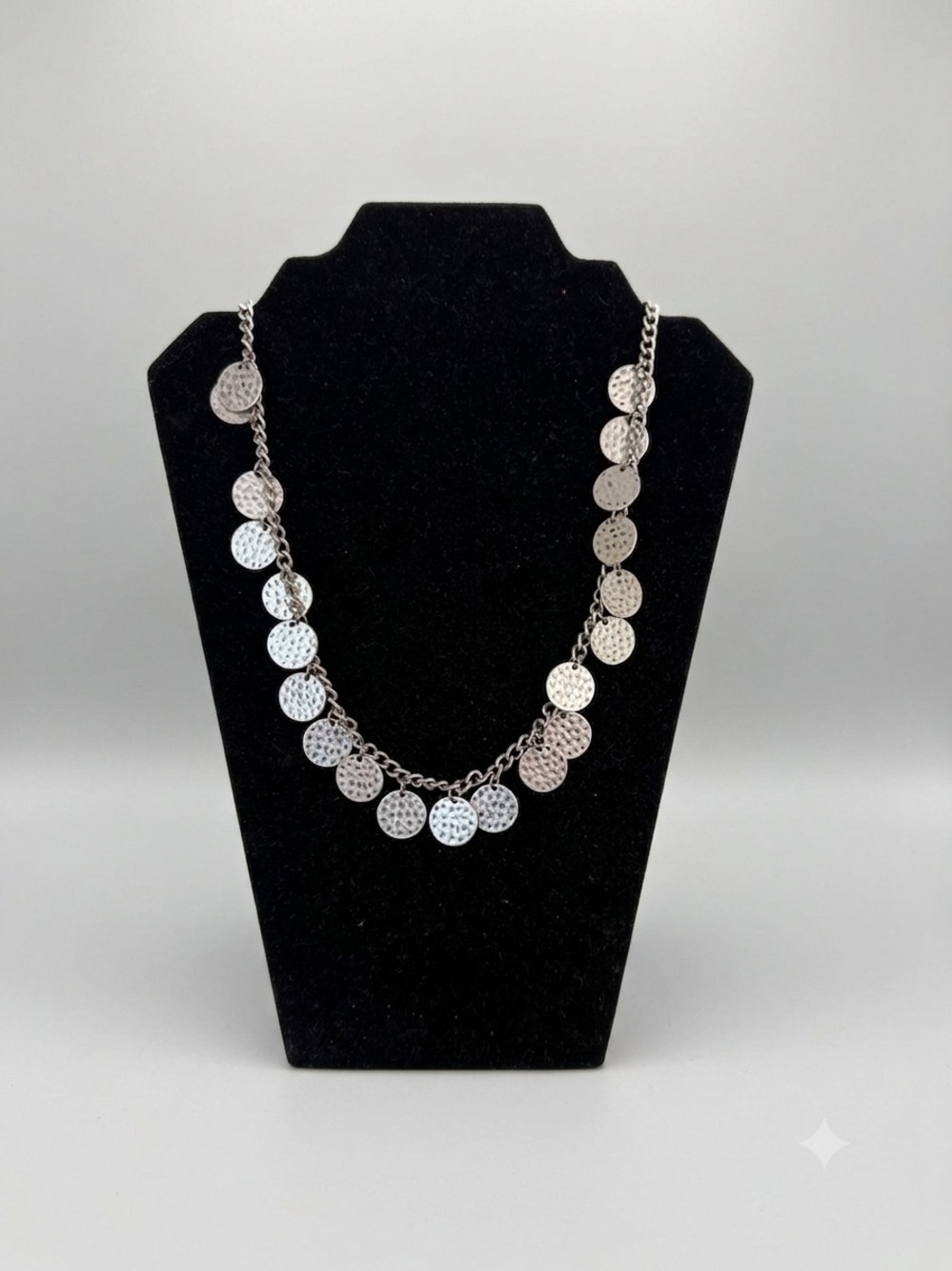 Vintage Silver Disc Charm Necklace